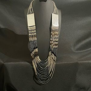 Noir Beaded and Mirror platted necklace